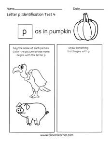 Letter P Identification Activity & Tests Sheets – CleverLearner ...