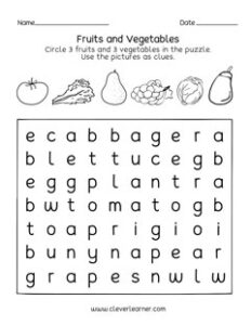 Fruits and Vegetables activity sheets for children – CleverLearner ...