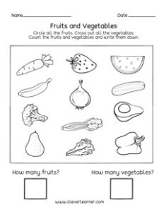 Fruits and Vegetables activity sheets for children – CleverLearner ...