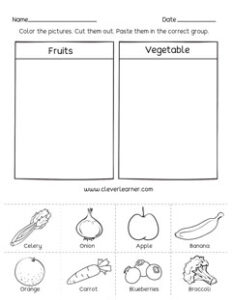 Fruits and Vegetables activity sheets for children – CleverLearner ...