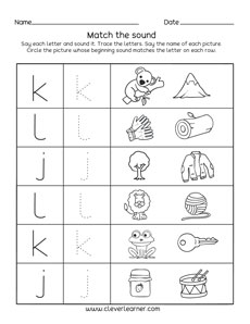 Phonics Letter K Sound Activity With Pictures for Preschool Children