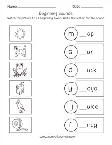 Free Beginning Sound Practice Sheets for Kids – CleverLearner Preschool ...
