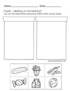 Healthy Foods Children’s Activity Worksheets – CleverLearner Preschool ...