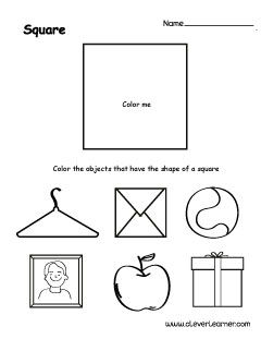 Objects with square shapes for kindergarten children